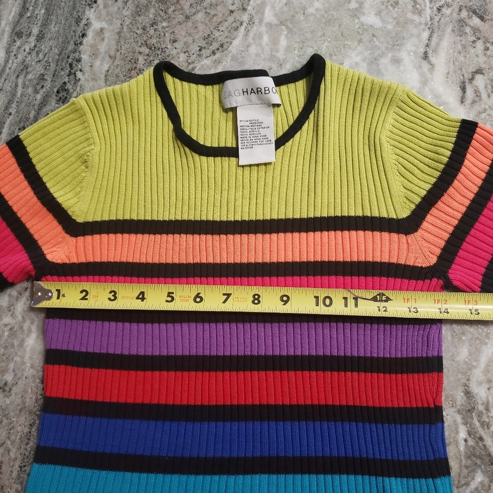 Vintage | Rainbow Striped Ribbed Top M - Picture 6 of 8